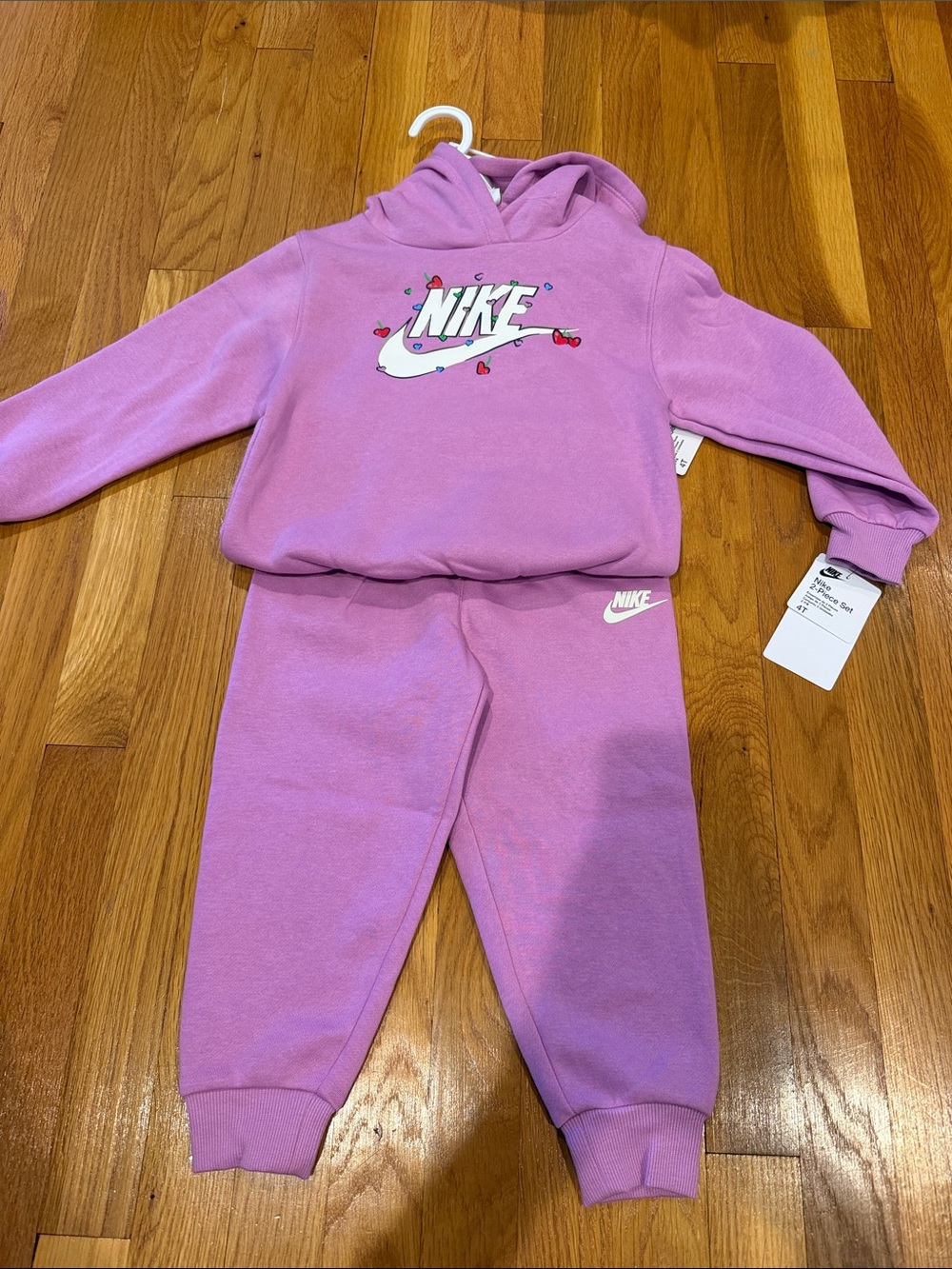 Nike Kids Pink Lavender Hoodie & Jogger Set Sz 4! New!